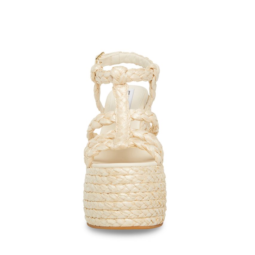 Sandalias de Plataforma Steve Madden Antonella Raffia Mujer Creme | ES ZY149S